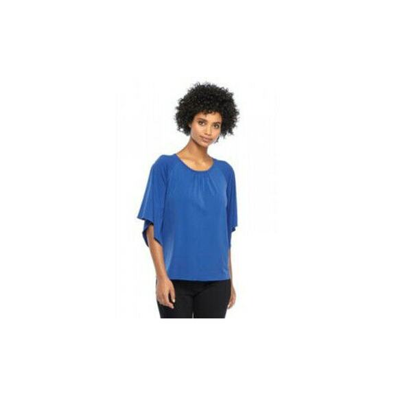 The Limited Womens Blouse Size Large Vibrant Blue Short Bell Sleeve Top NEW - Picture 1 of 7